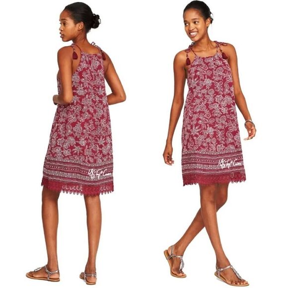 Old Navy High-Neck Tassle Tie-Strap Swing Summer Dress NWT - Picture 1 of 9